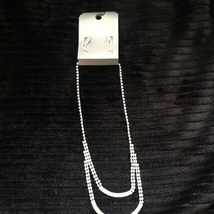 Ardene Rhinestone Necklace & Earrings Set